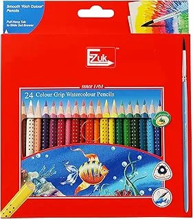 EZUK™ Brand Colour Grip Water Colour Pencils - 24 Shades