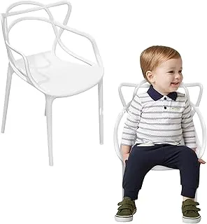 Maple Home Stackable Plastic Children Chair Learning Durable Waterproof Kid-friendly Stool Furniture. (White-)