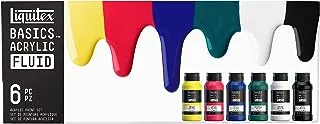 Liquitex Basics Acrylic Fluid Acrylic Paint 6pcs Assorted colours,with Flowing Consistency, Quick Drying, Non-Fading, Waterproof, Water-Based