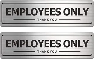 BPA Employees Only Sign - Office Door Signs for Business Store Wall - Aluminum Metal with Strong Self Adhesive (Pack of 2, Silver 7×2 inches)