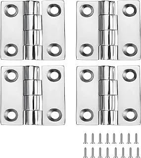 ODYSUNRAL Stainless Steel Boat Hinges Marine Grade Hinges, 1.5 inch x 1.5 inches (38mm X 38 mm), No Noise, Heavy Duty 316 Stainless Steel with Screws (4 PCS)