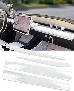 KKTR-CAR Dashboard Cover Wrap and Front Door Inner Armrest Panel Cover Trim Compatible with Tesla Model Y/3-4pcs (Pearl White)