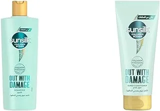 Sunsilk Collagen Blends Shampoo for damaged hair, Out With Damage, Infused with Collagen + Niacinamide, 350ml + Sunsilk Collagen Conditioner, 170ml