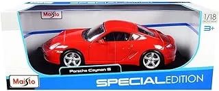 Maisto Porsche Cayman S Model Car 1:18 Scale Doors, Bonnet and Boot Movable, Steerable, 24 cm, Red (531122R)