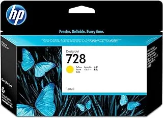 HP 728 F9J65A Yellow 130-ml Genuine Ink Cartridge with Original HP DesignJet Ink, for HP DesignJet T730 and T830 Large Format Plotter Printers and HP 729 DesignJet Printhead