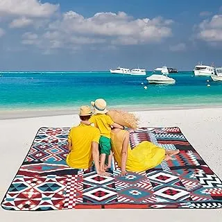 Extra Large Picnic Outdoor Blankets Waterproof Fordable Camping Mat Sandproof Portable Beach Mat 200x200cm Lightweight Folding Oxford Cloth Camping Rug with Carry Strap for Hiking Festivals on Grass