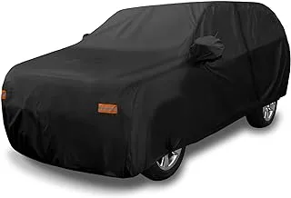 X AUTOHAUX SUV Car Cover for Chevrolet Tahoe 4 Door 2021 Waterproof Sun Rain Dust Wind Snow Protection 190T PU with Driver Door Zipper Black