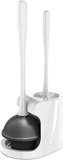 MR.SIGA Toilet Plunger and Bowl Brush Combo for Bathroom Cleaning, White, 1 Set