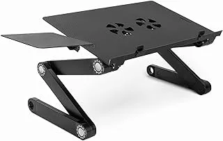 ECVV Laptop Table Stand Adjustable Riser - Portable with Mouse Pad Fully Ergonomic Mount Ultrabook MacBook Gaming Notebook Light Weight Bed Tray Desk Book Fans | Up to 17 inch | Aluminum Black