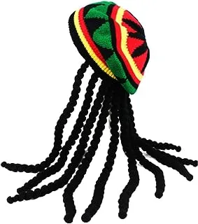 Rasta Hat with Dread lock Like Long Black Hair - Rasta Wig With Cap Costume Accessory