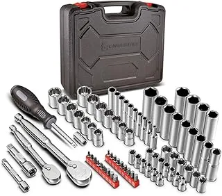 Powerbuilt 642452 80 Piece 1/4-inch and 3/8-inch Drive Mechanics Tool Set - with SAE and Metric Socket Set, 72 Tooth Seal-Head Ratchet, Automotive Tool Kit, including Case