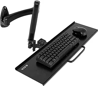 VIVO Sit-Stand 24 Inch Pneumatic Spring Keyboard and Mouse Tray Wall Mount, Counterbalance Height Adjustable Typing Platform, Ergonomic Tilt, Neutral Writing Position, Black, MOUNT-KB35A