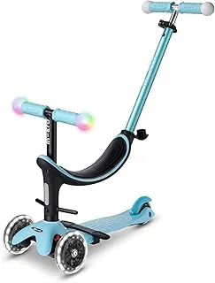 Micro Scooters | Mini Micro 2 Grow LED 4in1 Toddler's Trike | Handlebar Adjustable | Foldable | Lightweight | Boys & Girls | 1-6yrs | Blue