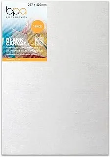 BPA® A3 Canvas Panel Stretched Blank Board Primed Artist Boards 100% Cotton for Oil Paint Acrylic Painting Mixed Media Acid Free White Canvases Art (A3 Size - 297 x 420mm 1 Board)