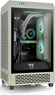 Thermaltake The Tower 200 Mini Computer Case, SPCC + Tempered Glass Material, Supports Up to 280mm Radiator, Up to 4 Fans Support, Removable Dust Filter - Matcha Green