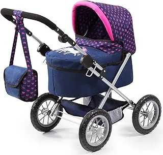 Bayer Design 13054AA Dolls Pram Trendy with bag, adjustable handle, Unicorn blue pink