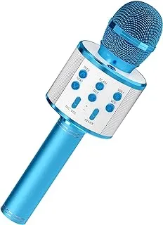 GIFTMIC Kids Microphone for Singing, Wireless Bluetooth Karaoke Microphone for Adults, Portable Handheld Karaoke Machine, Toys for Boys and Girls Gift for Birthday Party (Blue)