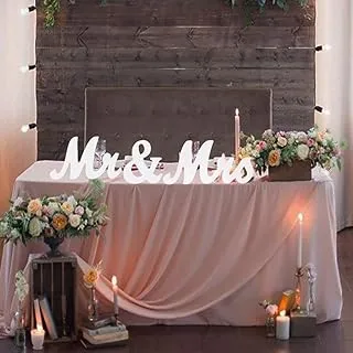 Adeeing Mr and Mrs Signs Wedding Sweetheart Table Decorations, Wooden Freestanding Letters for Photo Props, Rustic Wedding Decoration, Anniversary Wedding Shower Gift (White)