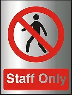 BPA® Staff Only Sign, 150mm x 200mm - 2mm Brushed Aluminium Effect Acrylic