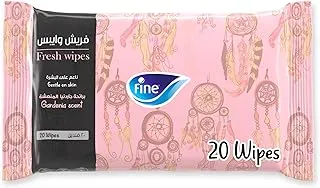 Fine, Fresh Wipes Gardenia Scent, Pack of 20 Wipes, Alcohol Free, Gentle on the face and skin