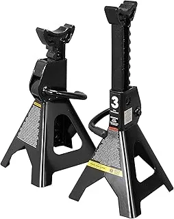 Sulfar Steel Jack Stands: 3 Ton (6,000 Lb) Capacity, Black, 1 Pair