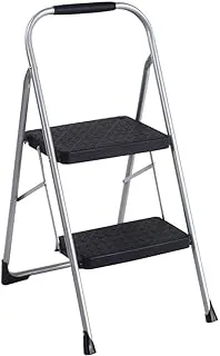 COSCO 11308PBL1E Two Step Big Step Folding Step Stool with Rubber Hand Grip, Gray