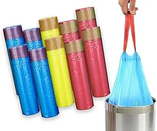 PESCADOR Ultra-Strong 45x50cm Drawstring Garbage Bags - 10 Rolls, 150 Bags Total - Durable, Convenient, & Safe Home Waste Solution for home, office, and more