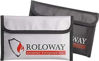 Small Fireproof Bag (5 x 8 inches), Non-itchy Fireproof Money Bag, Fireproof Wallet Bag, Cash Fireproof Bag Set for Valuables - Passport, Currency & Keys (2-Pack)