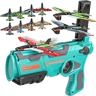 Airplane Toys for 4 5 6 Years Old Boys, Outdoor Toys for Kids Ages 4-8, Catapult Airplane with 8 pcs Glider Plane,Boys Toys Age 6-8 with One-Click Ejection Airplane Game, Gifts for 4-8 Years old Boys