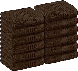 Utopia Towels (12 Pack) Luxury Wash Cloths Set (12 x 12 Inches) 600 GSM 100% Cotton Ring Spun, Highly Absorbent and Soft Feel Washcloths for Bathroom, Spa, Gym, and Face Towel (Dark Brown)…