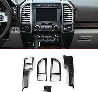 Carbon Fiber Air Conditioner Vent Cover AC Outlet Trim Central Console Dashboard Middle kit Interior Compatible with Ford F150 2015-2020