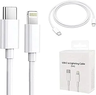 كابل USB من النوع C إلى Lightening، شحن سريع ومزامنة البيانات [من النوع C إلى 8 Pin] متوافق مع iPhone X/XR/XS MAX/XS/ 11/11 PRO/ 11 PRO MAX/iPad/iPhone 12/Mini/Pro /برو ماكس - (أبيض)