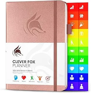 Clever Fox Planner - Weekly & Monthly Planner to Increase Productivity, Time Management and Hit Your Goals - Organizer, Gratitude Journal - Undated - Start Anytime, A5, Lasts 1 Year, Rose Gold(Weekly)