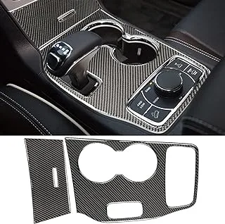 YOCTM For Jeep Grand Cherokee 2014 2015 Interior Accessories Black Real Carbon Fiber Center Console Cup Holder Cover Trim