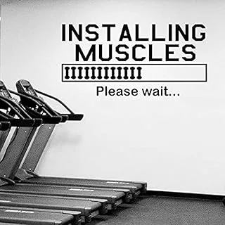 BPA® Installing Muscles Quote Wall Decal Gym Bodybuilding Vinyl Wall Sticker Sport Fitness Motivation Gym Decoration Wall Art Mural Sports (Black, 42x85cm)