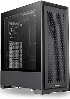 هيكل برجي كامل من Thermaltake CTE T500 Air E-ATX، تصميم مركزي للكفاءة الحرارية، مراوح 3x140 مم CT140 مثبتة مسبقًا، لوحة جانبية من الزجاج المقسى - أسود