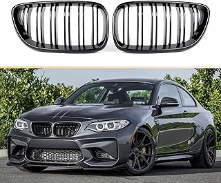 F22 Grille, ABS Front Replacement Kidney Grill for 2 Series F22 F23 F87(M2) Gloss Black