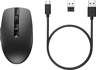 HP 710 Mouse | Rechargeable via USB-C | 6 Buttons | 3000 DPI | Silent | Up to 90 Days Battery Life | 2.4GHz Dongle or Bluetooth | 84g | Black