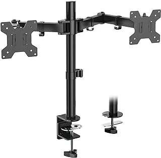 WALI Dual LCD Monitor Desk Mount Stand Fully Adjustable Fits Two Screens up to 27