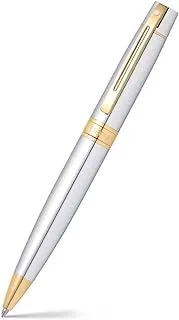 Sheaffer 300 9342 Brushed Chrome With Gold Tone Trim Ballpoint Pen