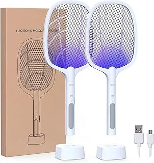 AWH Bug Zapper Racket, 2 in 1 Rechargeable Electric Fly Swatter Mosquito Swatter (2 Pack, 1200mAH)