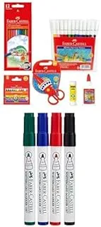 Faber-Castell School Stationery Kit + Whiteboard Marker Bullet Set Of 4Pc & Duster