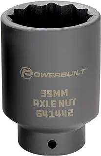 مقبس صامولة المحور Powerbuilt 39 مم، محرك 1/2 بوصة، يستخدم مع مفتاح الربط، 12 نقطة عميقة جدًا، قم بإزالة صامولة عمود المحور - 641422