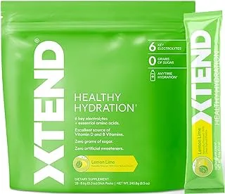 XTEND Healthy Hydration Lemon Lime | ZERO SUGAR Superior Hydration Powder Packets | 6 Key Electrolytes Drink Mix | Essential Amino Acids | NSF Certified for Sport | 28 Sticks