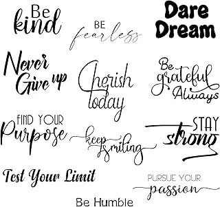 BPA® 12 Pieces Inspirational Wall Decals Stickers Quotes Peel and Stick Vinyl Wall Decals Classroom Decals for Walls Motivational Saying Positive Wall Stickers for Bedroom Office Teen Dorm Art Decor