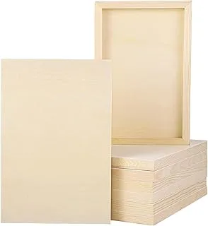 BPA® 8 Pack Wood Panels 12 x8 inch Wooden Canvas Board Unfinished Panel Boards for Painting,beige