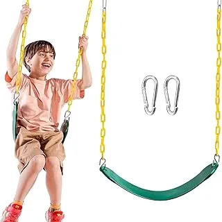 YALLABUYIT Heavy Duty Strap Swing Seat - Playground Swing Seat Replacement and Carabiners for Easy Install - Green