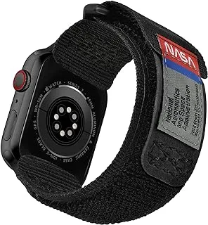 Made for Apple Watch Band, NASA Licensed Rugged Nylon Leather Sports Strap With Woven Loop Design For iWatch 42mm/44mm/45mm/49mm, Tough Tactical Replacement Band For Series Ultra 8/7/6/5/4/3/2/1/SE