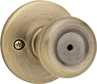 Kwikset 300T 5 6AL RCS Tylo Bedroom/Bathroom Privacy Door Knob with Microban Antimicrobial Protection in Antique Brass