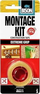 شريط تثبيت مزدوج الجوانب من Bison Montagekit® Tape Extreme Grip، شفاف، 1.5 متر × 19 ملم